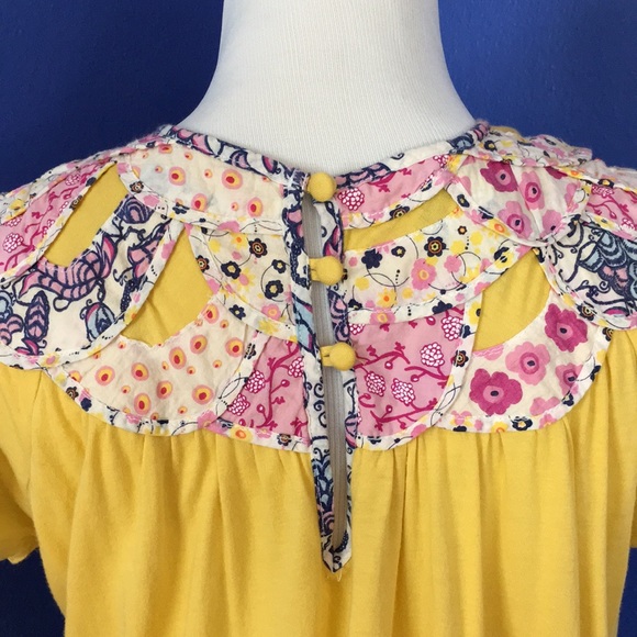 Buttercup Yellow Pink Blue Floral Patchwork Tunic Dress Hippie Boho Festival Y2K - Picture 6 of 12